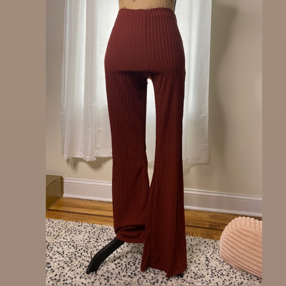 Forever 21 Ribbed Boot Cut Pants in Rust